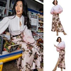 Dorothee Schumacher Powerful Flora Maxi Skirt in Rose Passiflora sz Small